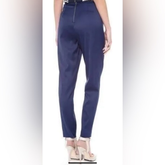 Alice + Olivia Womens Casual Back Zip Front Pleated Straight Pants Navy Blue - Picture 7 of 8